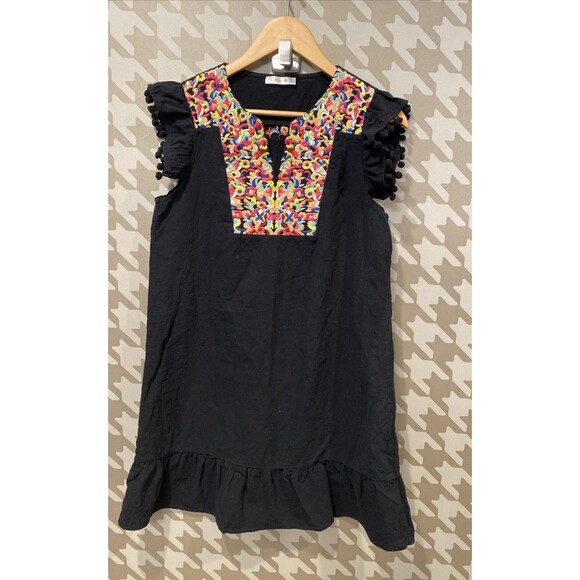 KIRUNDO‎ Womens 2024 Summer Mini Dress SZ M Embroidered Boho Baby Doll Elegant - Picture 2 of 10